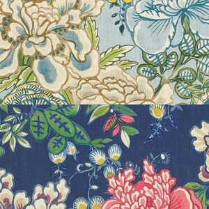 Two (2) large Thibaut Botanical Print Fabric samples.